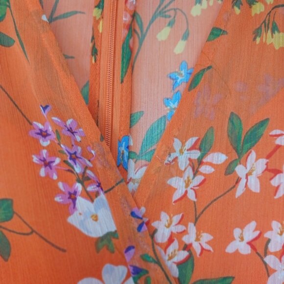 Calvin Klein Orange Floral High Low Dress - Picture 14 of 16
